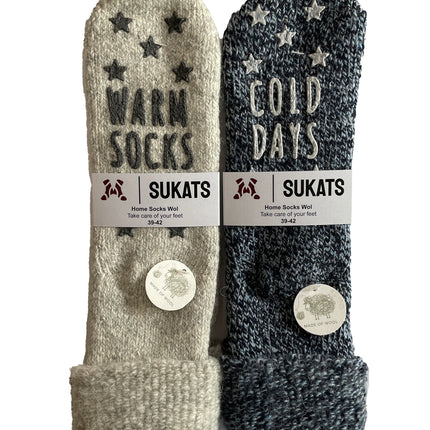 huissokken wol grijs donkerblauw