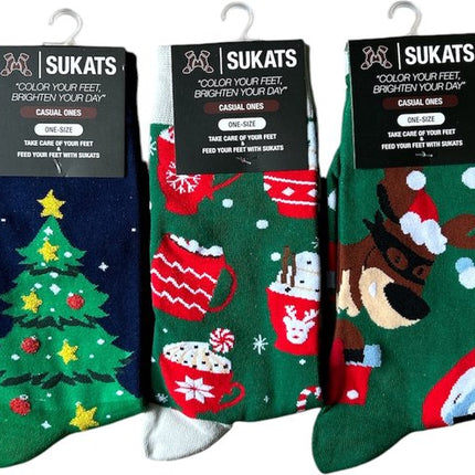 Sukats® The Casual Ones | 3, 6 of 9 Paar | Dames en Herensokken | Kerstsokken | Vrolijke Sokken | Cadeau sokken