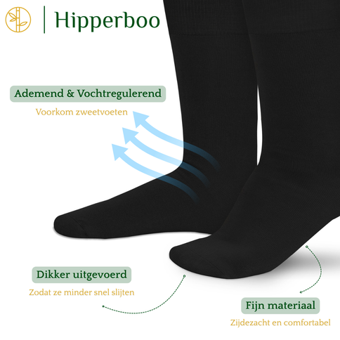 Hipperboo® Bamboe Sokken | 4 of 8 Paar | Naadloos | Casual Sokken | Zijdezacht