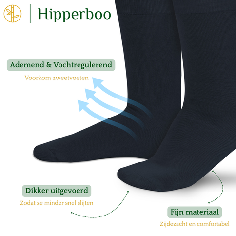 Hipperboo® Bamboe Sokken | 4 of 8 Paar | Naadloos | Casual Sokken | Zijdezacht