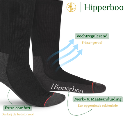 Hipperboo® Bamboe Werksokken | 3 of 6 Paar | Naadloos