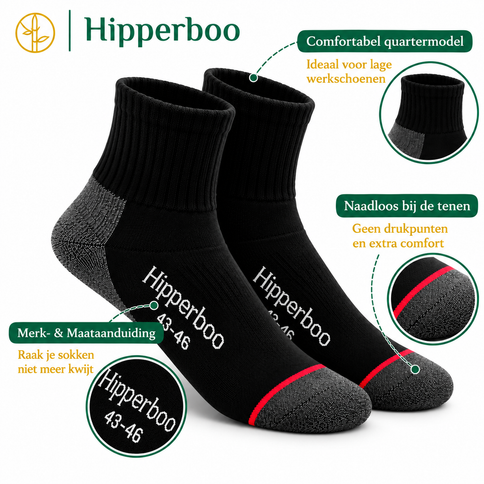 Hipperboo bamboe werksokken kort – eigenschappen