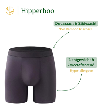Hipperboo bamboe onderbroek grijs. Duurzaam en zijdezacht. Lichtgewicht en zweetafstotend.