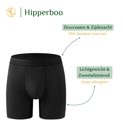 Hipperboo bamboe onderbroek zwart. Duurzaam en zijdezacht. Lichtgewicht en zweetafstotend.