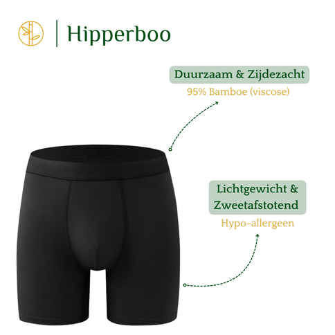 Hipperboo bamboe onderbroek zwart. Duurzaam en zijdezacht. Lichtgewicht en zweetafstotend.