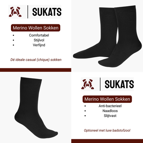 Sukats® Merino Wol Sokken | 4 of 8 Paar | Wollen Sokken | Naadloos | Casual Sokken