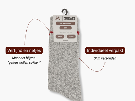 Sukats® The Norwegians | 3 of 6 Paar | Noorse Sokken | Wollen Sokken | Werksokken | Badstofzool