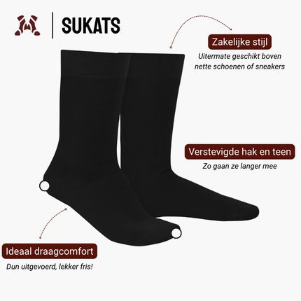 Sukats® Smart Casual katoenen sokken | 6 Paar | Naadloos | Nette Heren en Dames Sokken