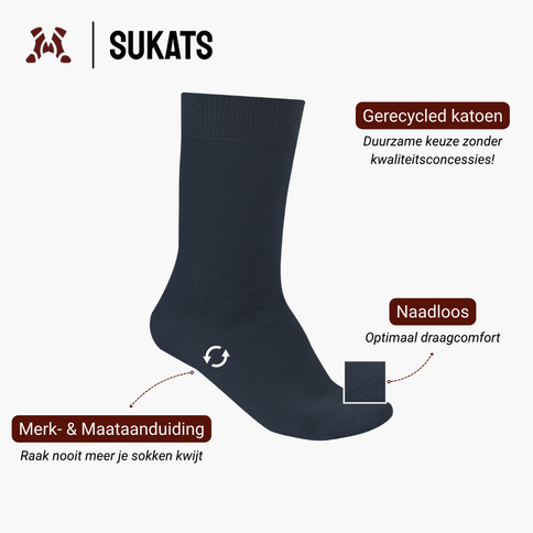 Sukats® Smart Casual katoenen sokken | 6 Paar | Naadloos | Nette Heren en Dames Sokken