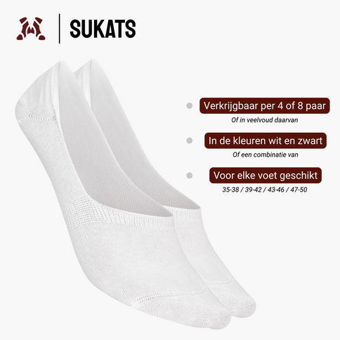 Sukats® No Show Enkelsokken | 4 of 8 Paar | Onzichtbare sokken | Naadloos | Invisible Footies
