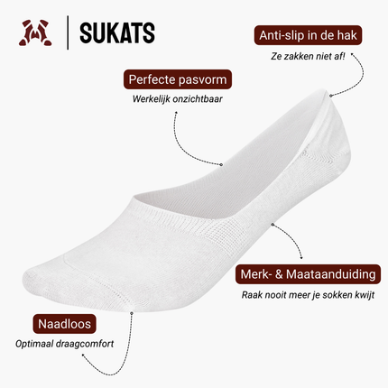Sukats® No Show Enkelsokken | 4 of 8 Paar | Onzichtbare sokken | Naadloos | Invisible Footies