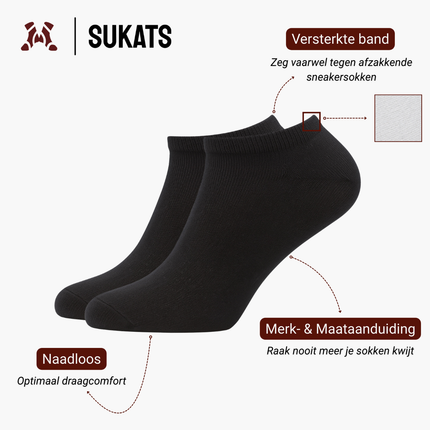 Sukats® Sneakersokken | 6 of 12 Paar | Enkelsokken | Korte Sokken | Naadloos