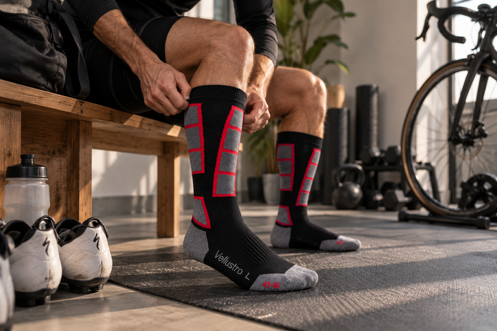Vellustro merino wol compressiesokken – gedragen