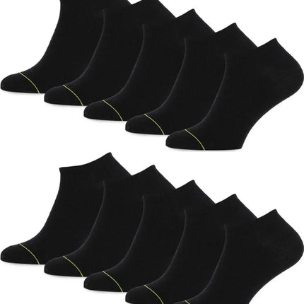 Set van 20 zwarte Primair sneakersokken met subtiele gele details