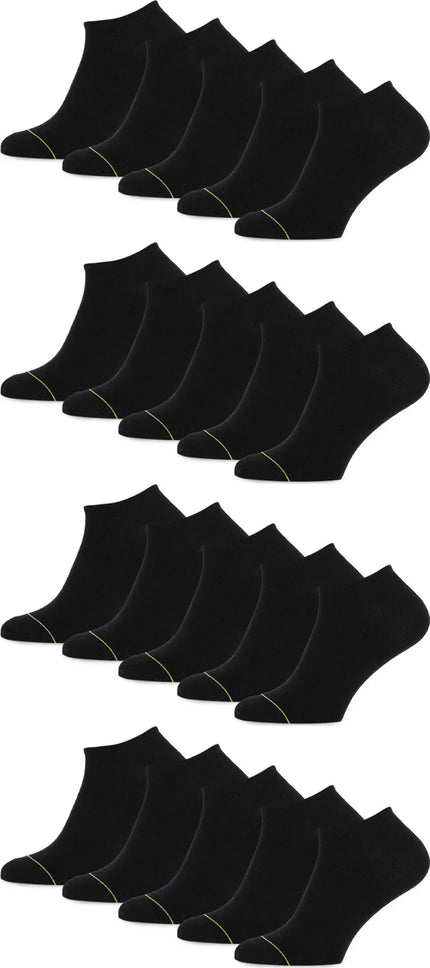Set van 20 zwarte Primair sneakersokken met subtiele gele details