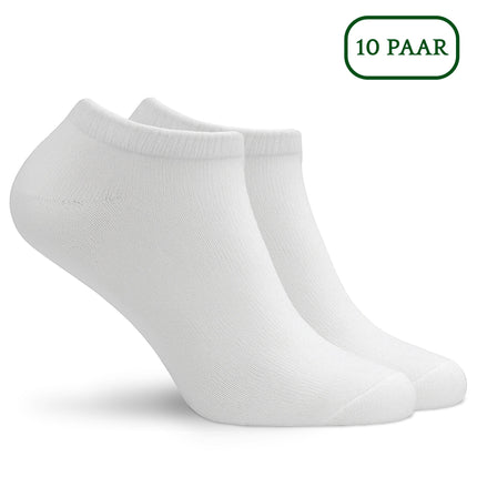 Qualifeet Hipperboo bamboe sneakersokken in wit, met een naadloos laag design voor comfort en vochtregulatie. Verpakt per 10 paar.