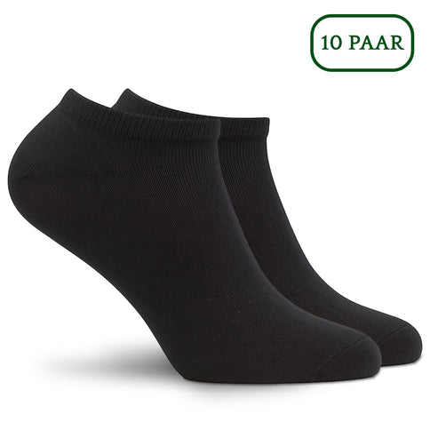 Qualifeet Hipperboo bamboe sneakersokken in zwart, met een naadloos laag design voor comfort en vochtregulatie. Verpakt per 10 paar.