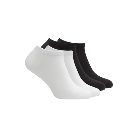 Qualifeet Hipperboo Bamboe Sneakersokken in de kleuren zwart en wit. Naadloos design, lage korte sokken met een versterkte band waardoor ze niet afzakken en ultrazacht en comfortabel. Hypoallergeen dankzij het bamboe. Geschikt voor elke dag.