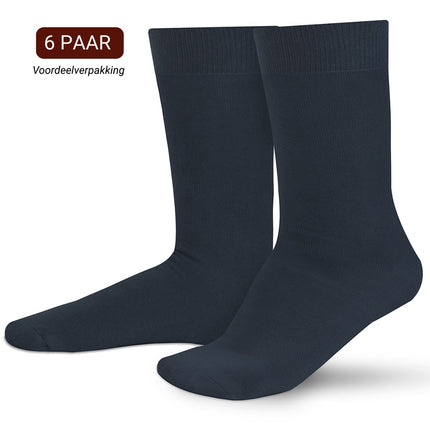 Qualifeet Sukats smart casual navy blue seamless cotton socks, 6 pair value pack for men and women.