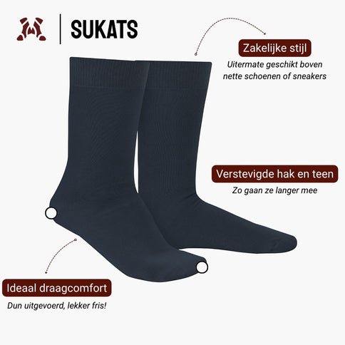 Qualifeet Sukats smart casual navy blue cotton socks with reinforced heel and toe for men and women